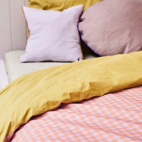 Bibelotte Duvet Cover Checked - Lilac / Raspberry / Curry Yellow