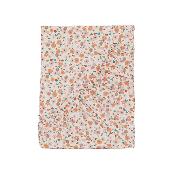 Bibelotte Fitted Sheet Joy - 90x200cm - floral print pink