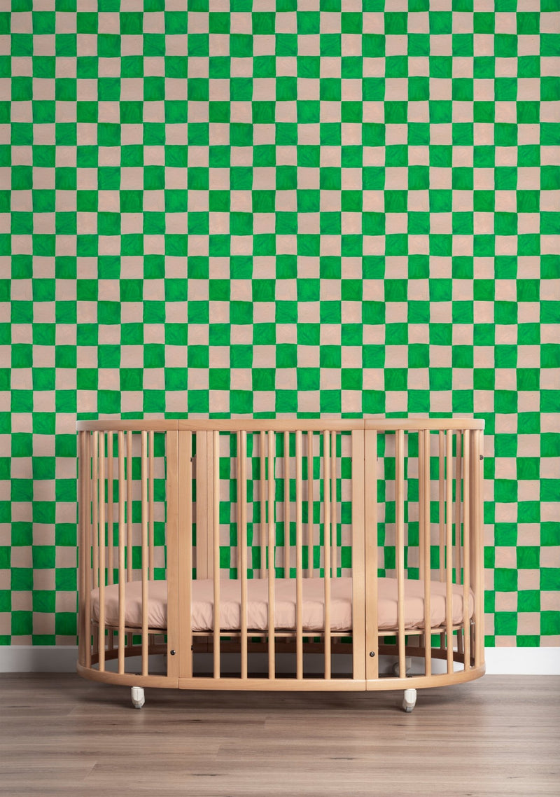 Wallpaper Meet me at the Wall - Square blocks green - Aniek Bartels