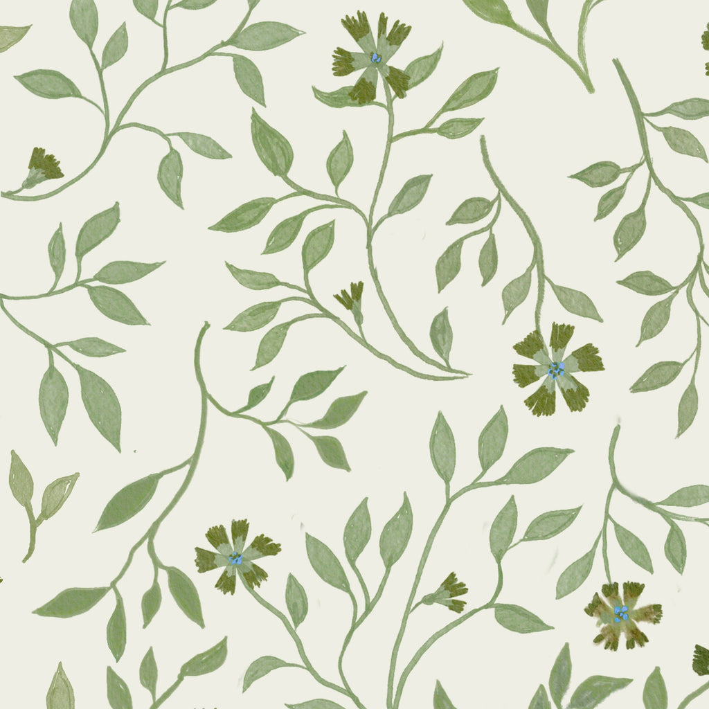 Children's wallpaper green flowers plants botanical kids wallpapers nursery