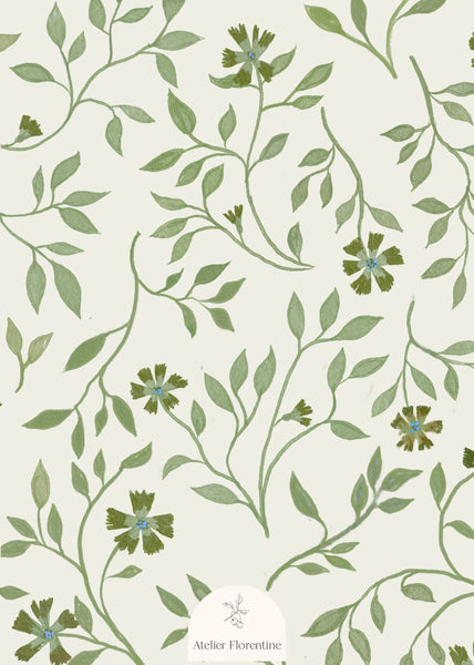 Wallpaper sample Atelier Florentine - Flowerpower Green