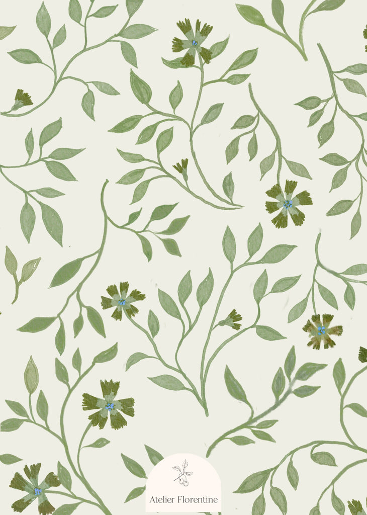  Wallpaper Atelier Florentine - Flowerpower Green 