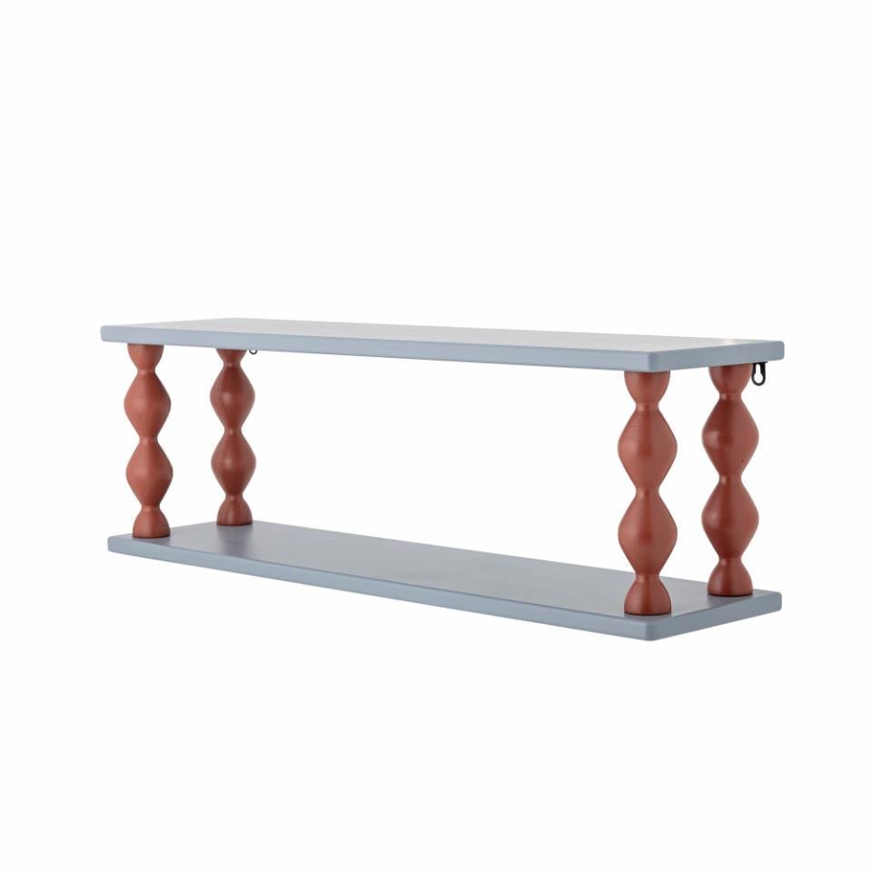 Bibiola Shelf Bloomingville Mini wandplank lichtblauw terracotta gedraaide poten