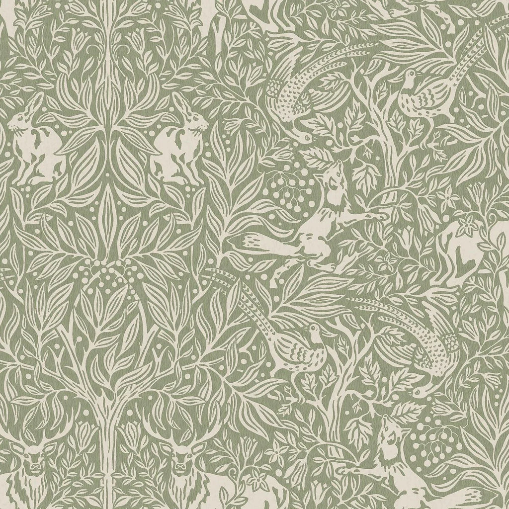 Boråstapeter Bajo el Árbol de Saúco – Papel pintado verde con animales