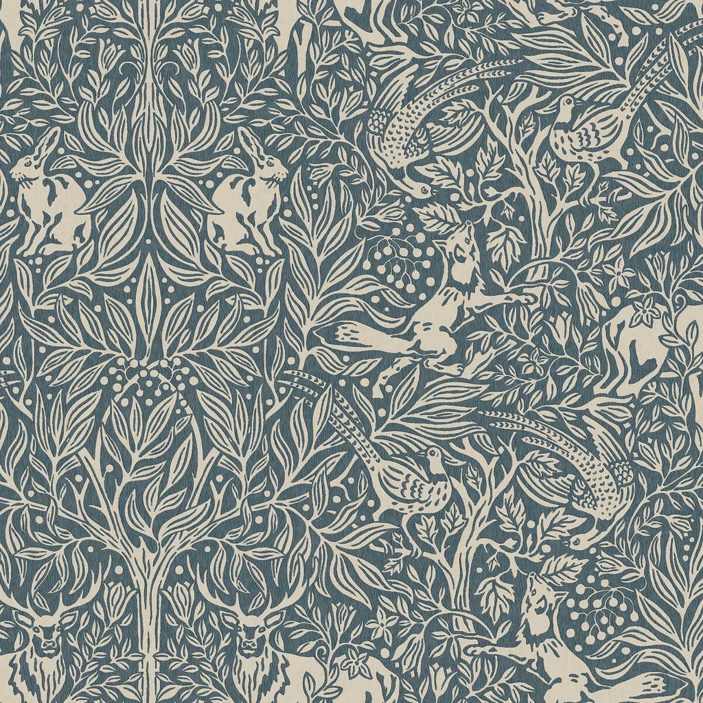 Boråstapeter Under the Elder Tree – Blue Animal Wallpaper