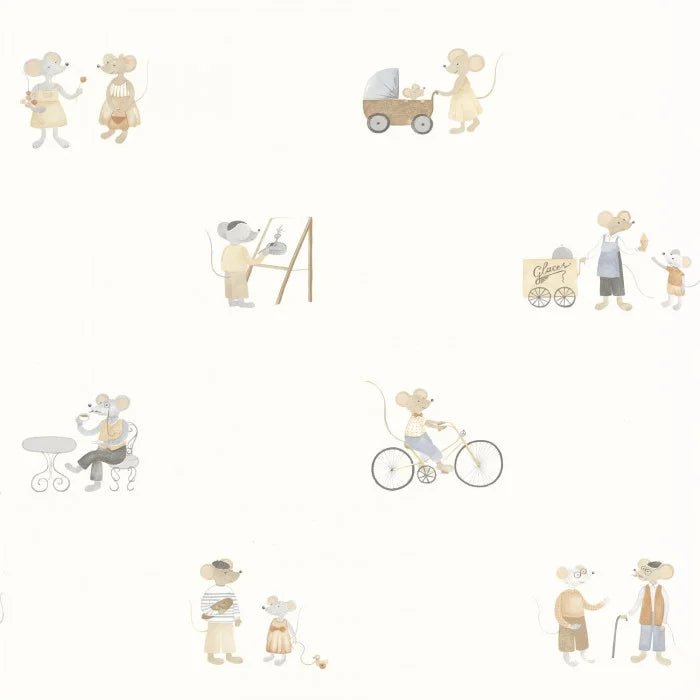 Wallpaper Casadeco - Neighbors of the village Mouse wallpaper - Natural