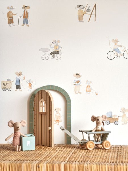 Wallpaper Casadeco - Neighbors of the village Mouse wallpaper - Natural