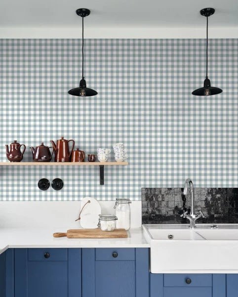 Wallpaper Casadeco - Vichy Check - Blue-grey