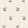 Dekornik Behang – Beige streep/ little cherries