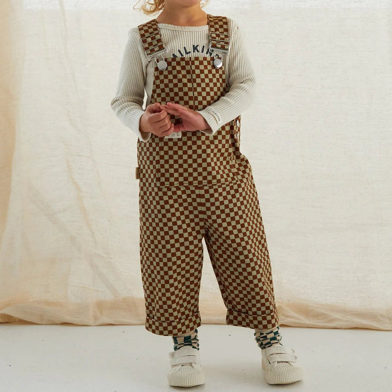 Claude & Co - Checkerboard Dungarees - Brick