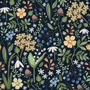 Wallpaper Dekornik - Field of Flowers - Navy Blue