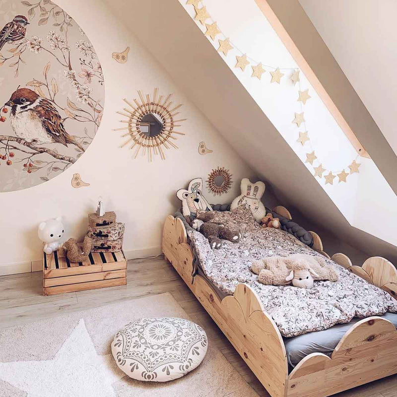 Dekornik Muurcirkel babykamer kinderkamer Vogels Beige