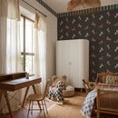 donkerblauw paarden behang kinderkamer Dekornik Spanish Horses met blauwe rand