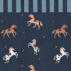 donkerblauw paarden behang kinderkamer Dekornik Spanish Horses met blauwe rand