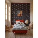 donkerblauw paarden behang kinderkamer Dekornik Spanish Horses met rode rand