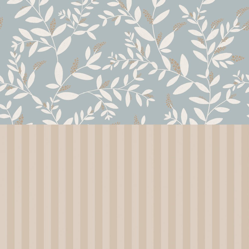 Wallpaper Dekornik - Delicate Twigs with Blue and Beige