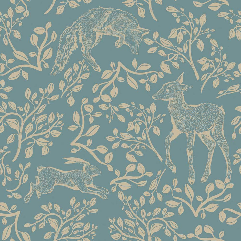 Behangstaal Dekornik - Forest Animals and Fairytale - Blue