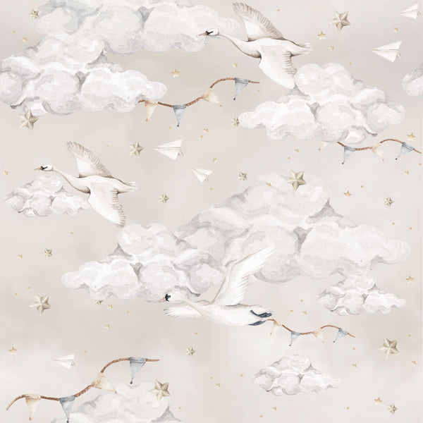 Wallpaper Dekornik - Magic Swans - Beige