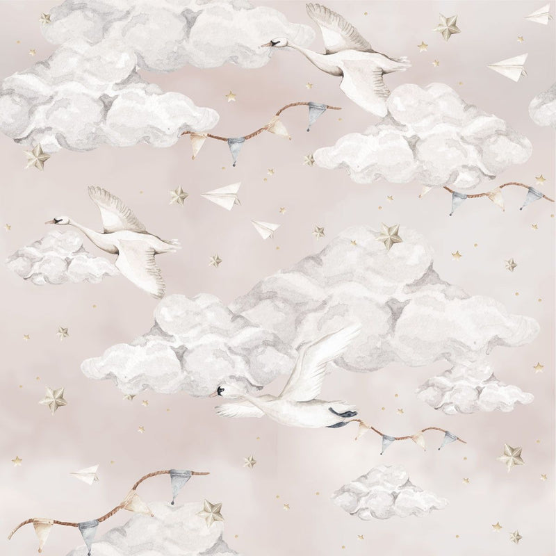 Wallpaper sample Dekornik - Magic Pink Swans