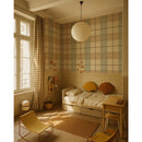 Dekornik Check Maxi Beige Blue Red Behang – Groot geruit kinderbehang in beige, blauw en rood