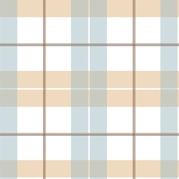 Dekornik check maxi beige blue red wallpaper - large checkered children's wallpaper in beige, blue and red