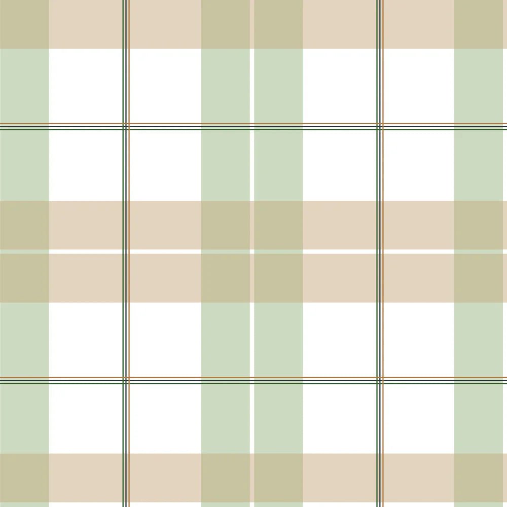 Dekornik check maxi beige green wallpaper - large checkered children's wallpaper in beige and green