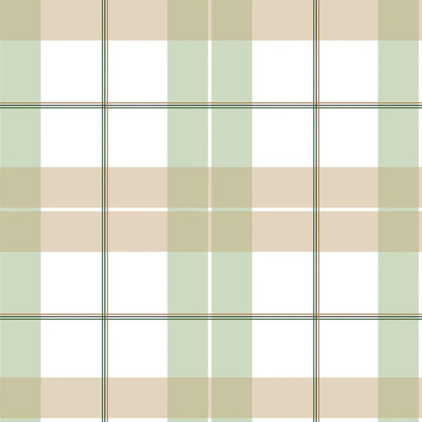 Dekornik check maxi beige green wallpaper - large checkered children's wallpaper in beige and green