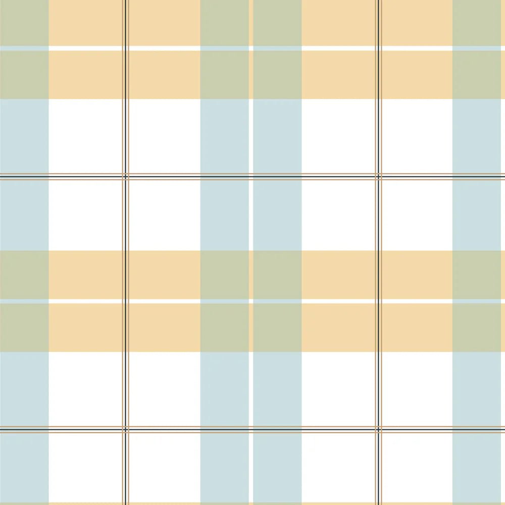 Behang Dekornik - Check maxi yellow blue - Groot geruit kinderbehang in blauw en geel