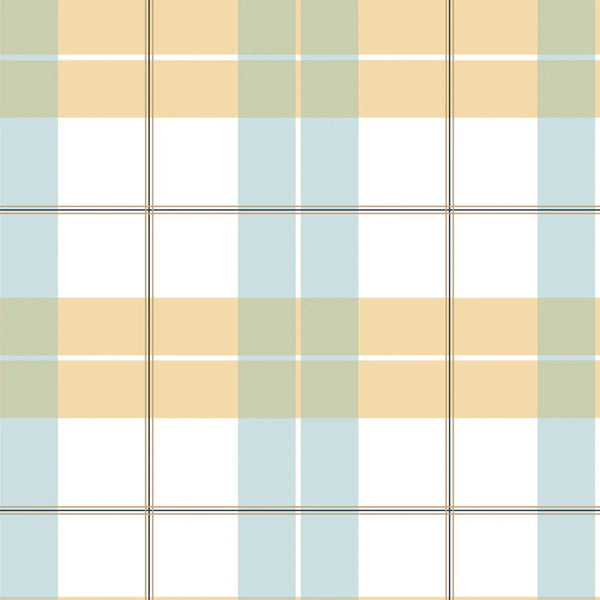 Wallpaper Dekornik - Check Maxi Yellow Blue - Large checkered children's wallpaper in blue and yellow