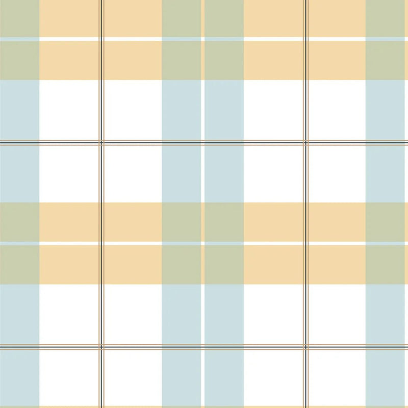 Behang Dekornik - Check maxi yellow blue - Groot geruit kinderbehang in blauw en geel