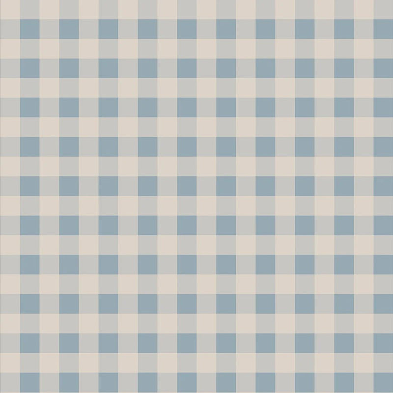 Papier peint Dekornik - Check minimini Bleu crème - Papier peint pour enfants à carreaux fins en bleu et crème