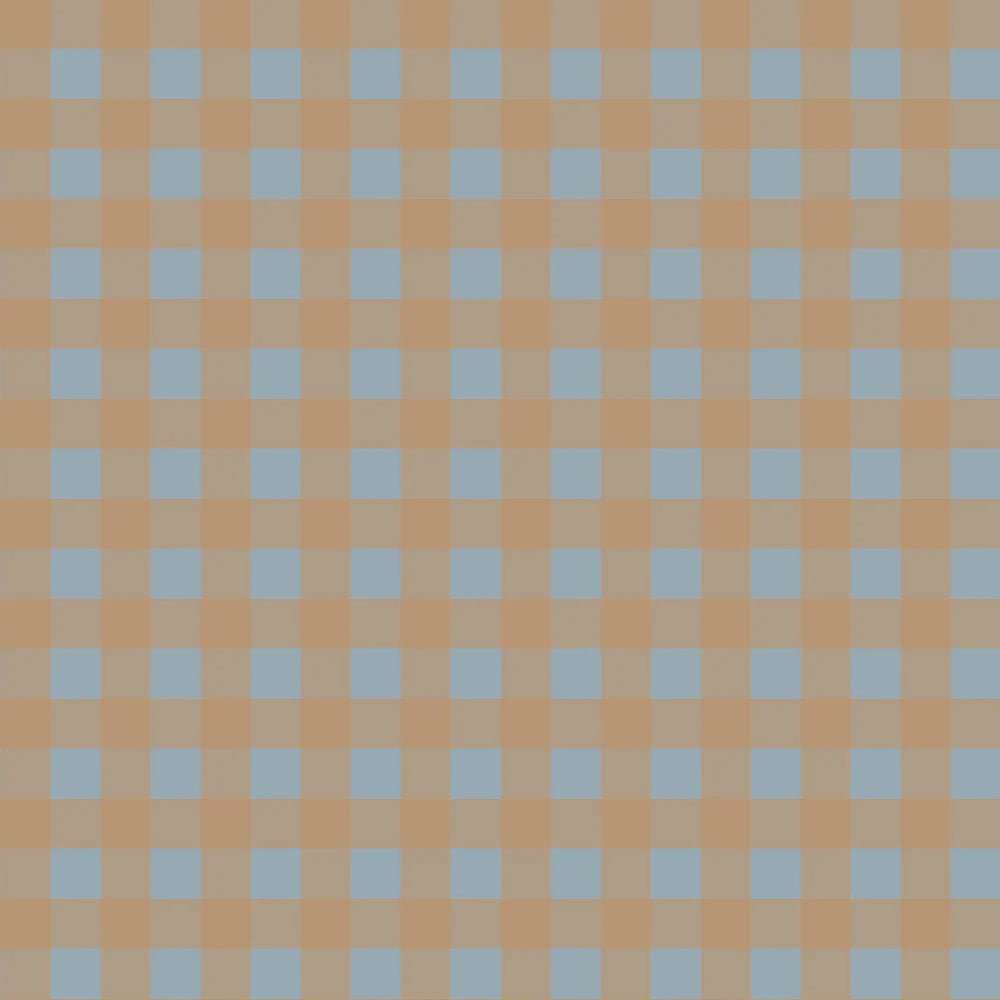 Papier peint Dekornik - Check minimini Brown Blue - Papier peint pour enfants à carreaux fins en marron et bleu