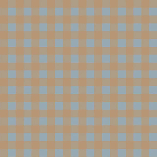 Wallpaper Dekornik - Check minimini Brown Blue - Fine checked children's wallpaper in brown and blue