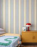 Papier peint à double rayure - Bleu et vert