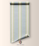 Papier peint à double rayure - Bleu et vert