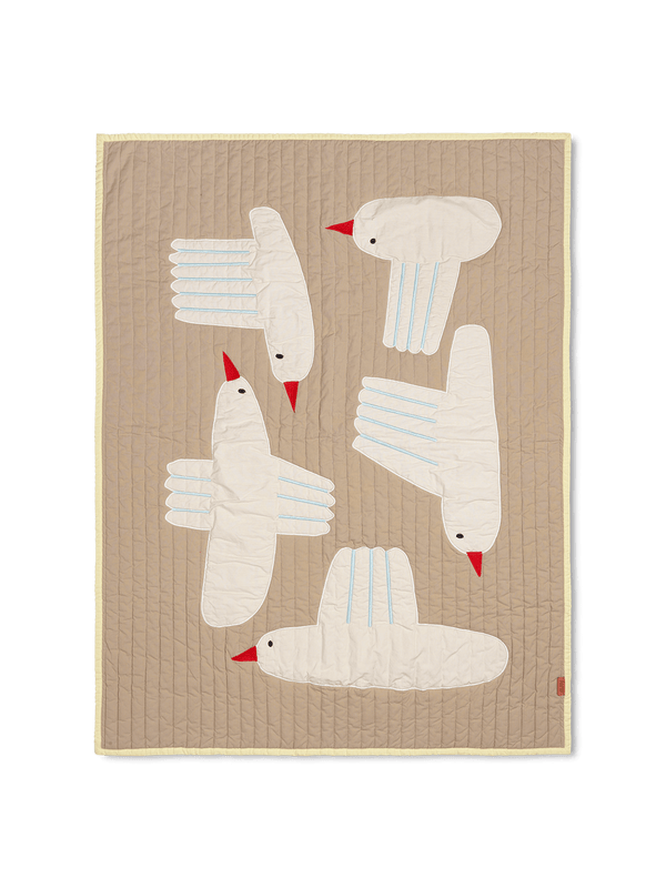 Ferm Living - Quilted blanket Bird - Sand