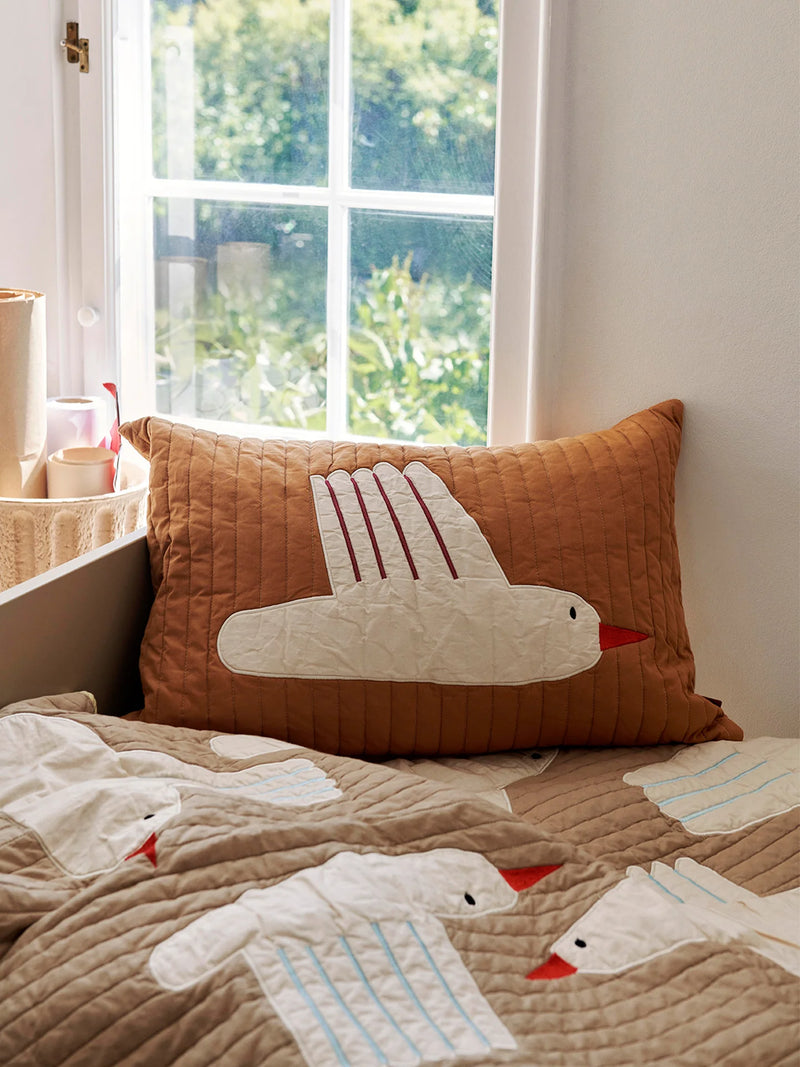 Ferm Living - Bird Quilted cushion - Square - Sugar Kelp