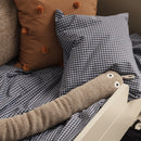 Ferm Living - karierte Bettdecke - Junior - Blau/Schokolade verblasst