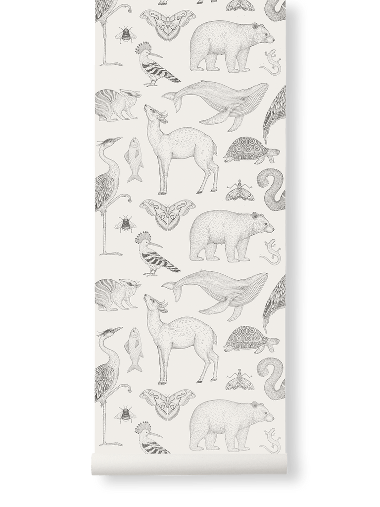 Wallpaper Ferm Living - Katie Scott Animals - Off White