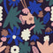 El acero de papel tapiz me mide en la pared - Flowerplay Dark - Naturel Noord