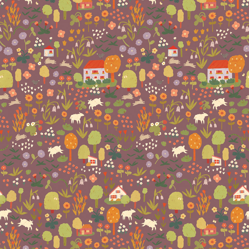 Campione di Carta da Parati Meet Me at the Wall - Wildflower - Dark Mauve - Lotte Dirks