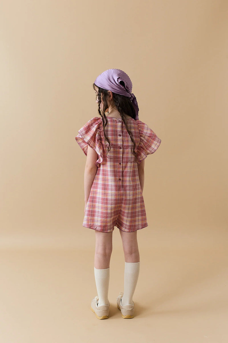 Gingersnaps - Evie Checkered Jumpsuit with Butterfly Sleeves