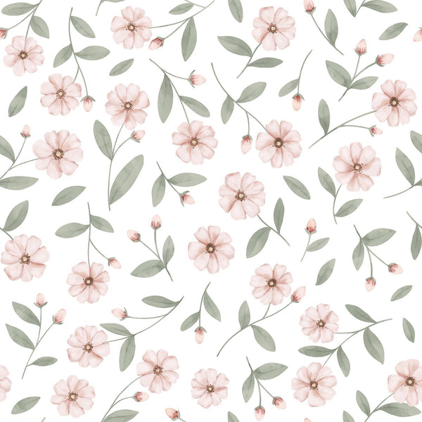 Wallpaper sample Lilipinso - Eden - White rosebuds and sparkle - white