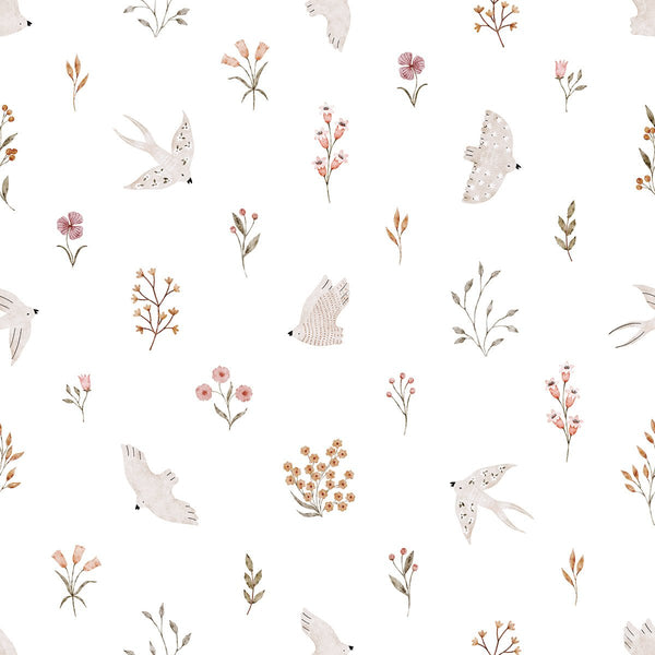 Wallpaper Lilipinso - Coccinella - Swallows and flowers