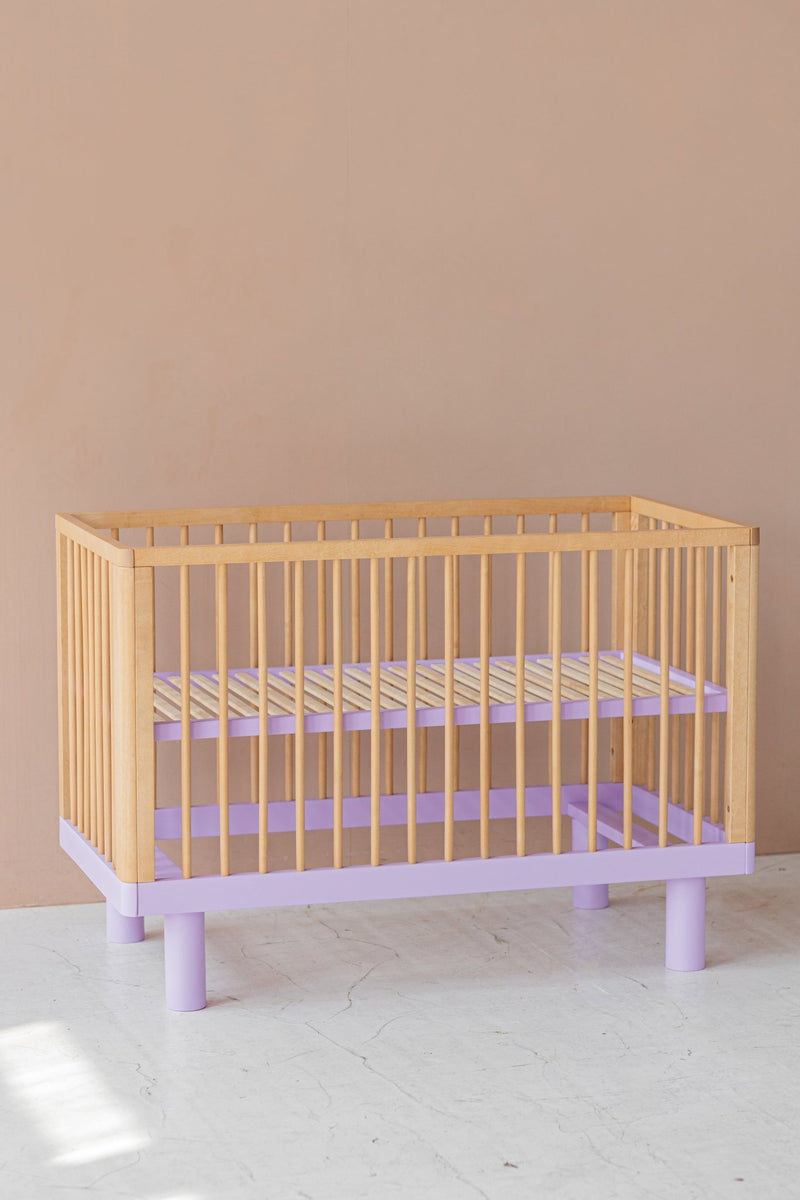 Karl &amp; Fric Nox Bed 60x120cm + Junior Rail % set - Natural Wood &amp; Lavender