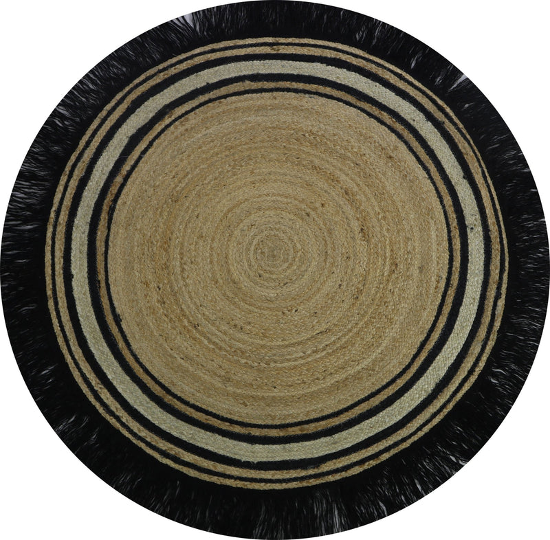 Tapis Petit Vloerkleed Jute Tess Zwart Rond