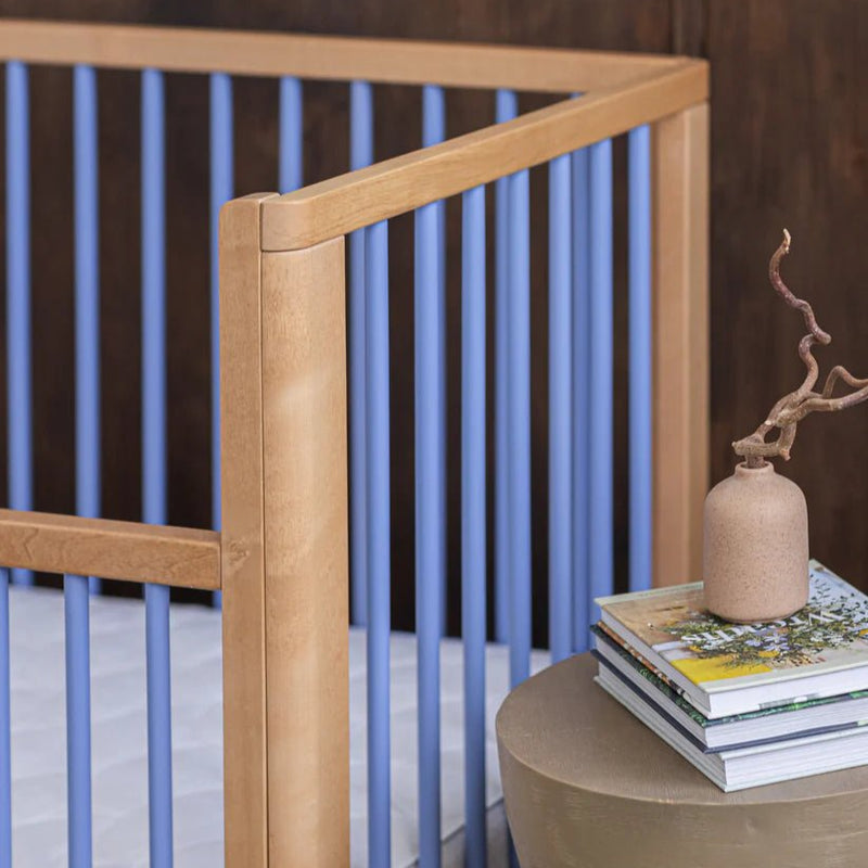 Karl & Fric Nox Bedstead 60x120cm + Junior Rail set - Natural Wood & Blue