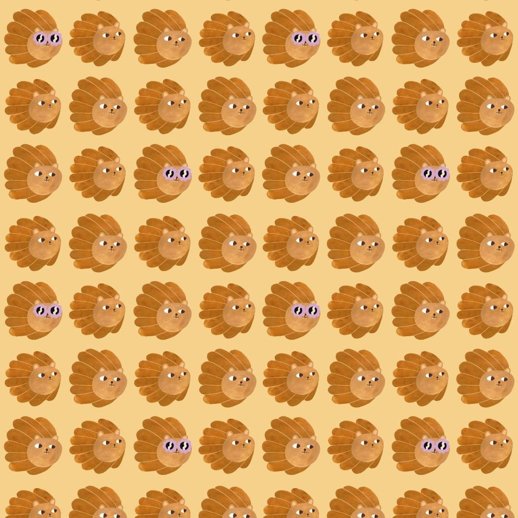 Wallpaper Meet me at the Wall - Lion head - Butter Yellow - Aniek Bartels