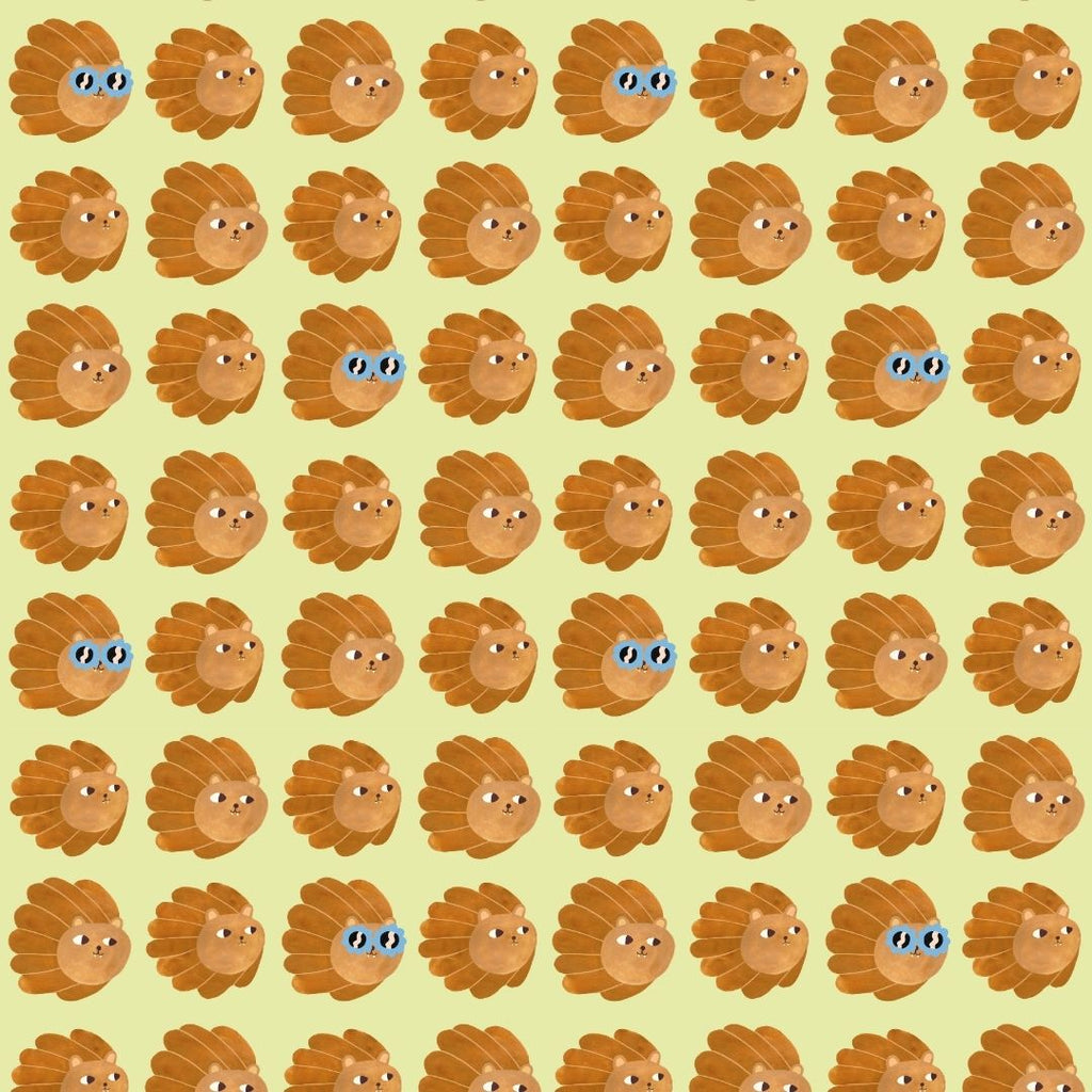 Wallpaper Meet me at the Wall - Lion head - Matcha - Aniek Bartels