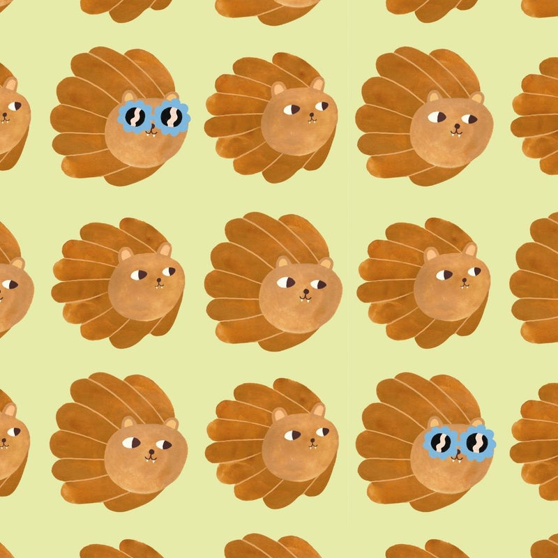 Wallpaper Meet me at the Wall - Lion head - Matcha - Aniek Bartels